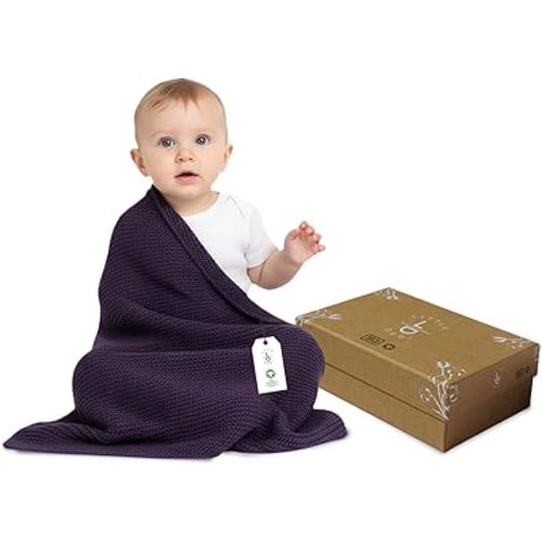 Organic Cotton Baby Blanket 30x40 in – GOTS Certified, Soft Knit Swaddle with Gift Box, Breathable Nursery Blanket for Crib & Stroller, Machine Washable
