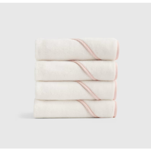 Organic Turkish Cotton Baby Hooded Towel Set 4-Pack in Soft Pink