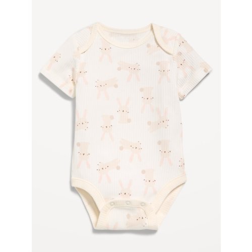Printed Short-Sleeve Ribbed Bodysuit for Baby