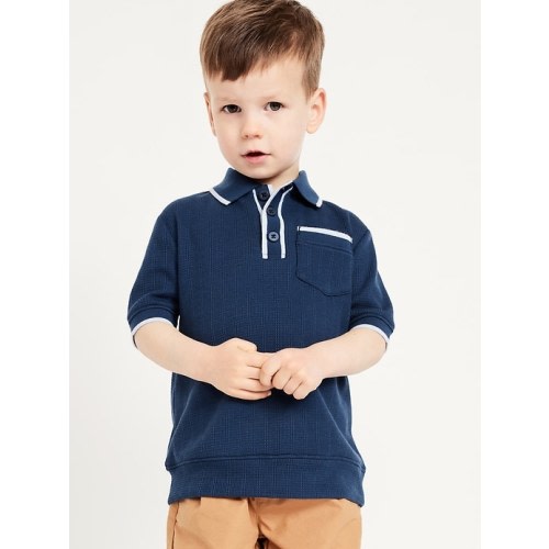 Sweater-Knit Pocket Polo Shirt for Toddler Boys