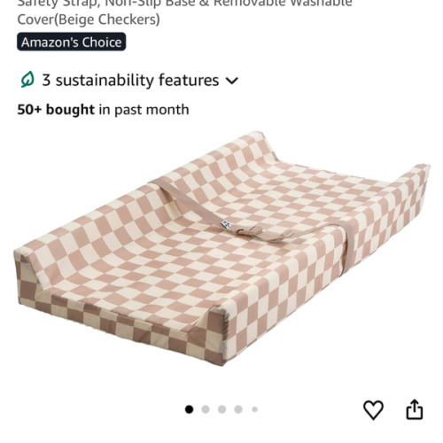 Tiny Twinkle Diaper Changing Pad for Dresser & Nursery Table – Waterproof, Wipeable & Mess-Proof Baby Changing Pad with Safety Strap, Non-Slip Base & Removable Washable Cover(Beige Checkers)