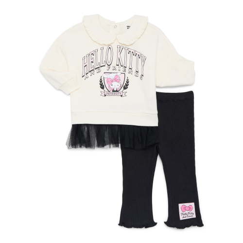 Hello Kitty Baby Girls Long Sleeve Collared Tunic and Leggings Set, 2-Piece, Sizes 0/3M-24M