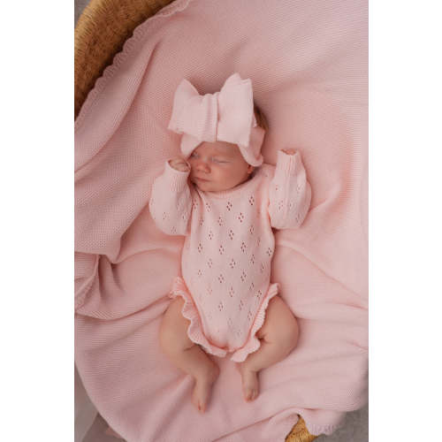 Frill Knit Pointelle Romper | Baby Pink – Little and Fern