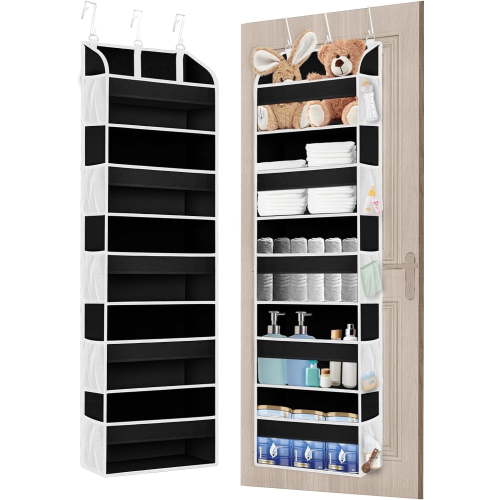 Free Shipping! Bevtee Over The Door Organizer with 5 Large Pockets and 10 Mesh Sides Black, 44 lbs Capacity