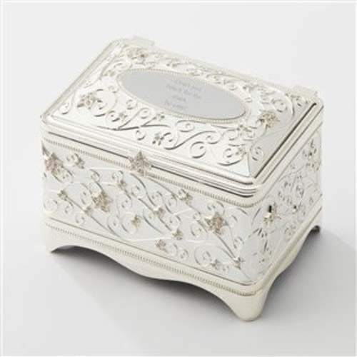 Engraved Silver Star Jewelry Box