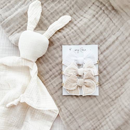 Neutral Bow Set, Baby Girl Headbands, Newborn Headband Set, Baby Bows, Baby Headband Set, Cotton Hair Bow, Girls Hair Clips, Toddler Bows