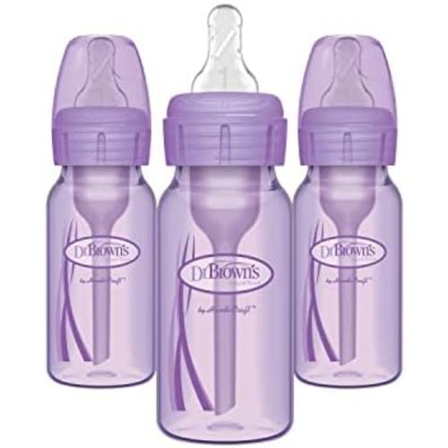 Dr. Brown's Anti-Colic Options+ Narrow Baby Bottles, Purple, 4 oz, 3-Pack