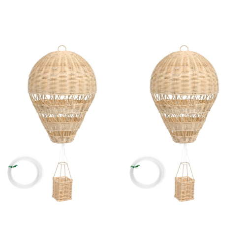 2pcs Natural Rattan Woven Hot Air Balloon Decor Delicate Kids Room Rattan Craft