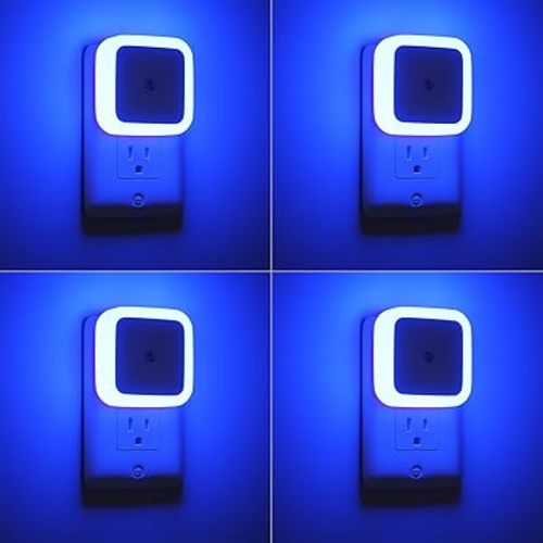 Sujeet Blue Night Light 4 Pack,Night Lights Plug into Wall 4-Pack, Nightlight Plug in Night Lights, Dusk to Dawn Night Lamp Led Night Light for Bedroom, Bathroom, Hallway