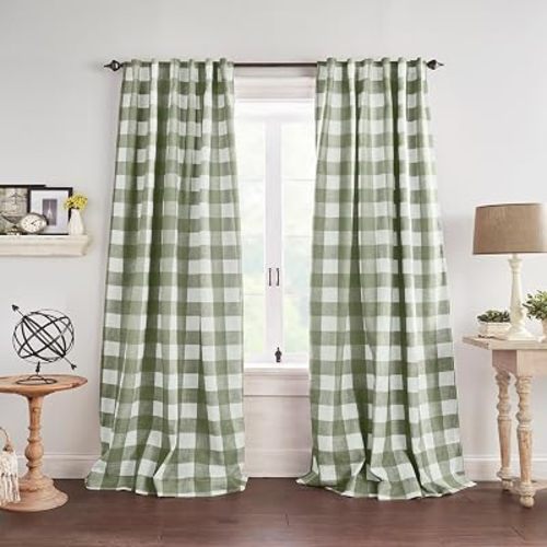 Grainger Rod Pocket Back Tab Window Curtain Panel, Sage Green - 52" W x 95" L