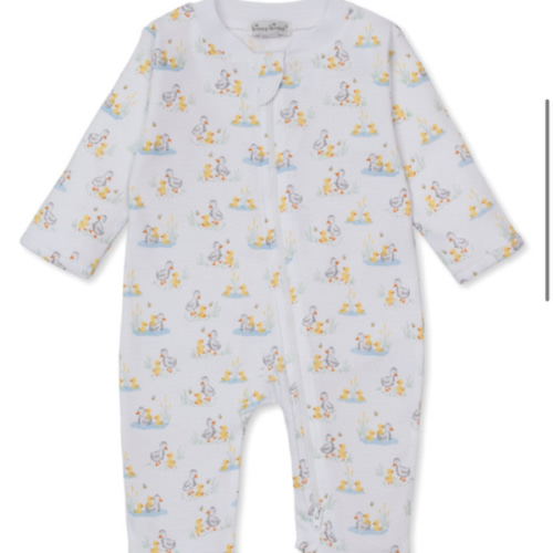 Duck Pond Paddles Print Footie w/ Zip - Mini Macarons Boutique