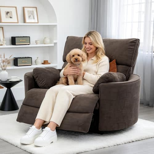 Keydo 52" Oversized Power Recliner Chair for Big and Tall, Heavy Duty 450 lbs Electric Recliner with Extra Wide Seat, USB Type-C Ports for Living Room & Home Theater Brown
