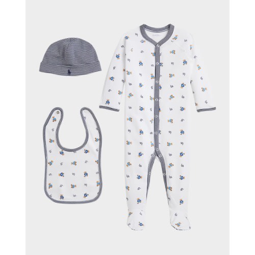 Boy's 3-Piece Polo Bear Gift Set, Size Newborn-9M
