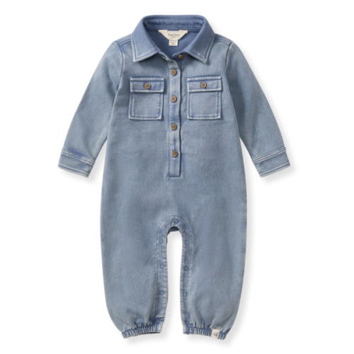 Acid Wash Organic Baby Boy Jumpsuit - Flint