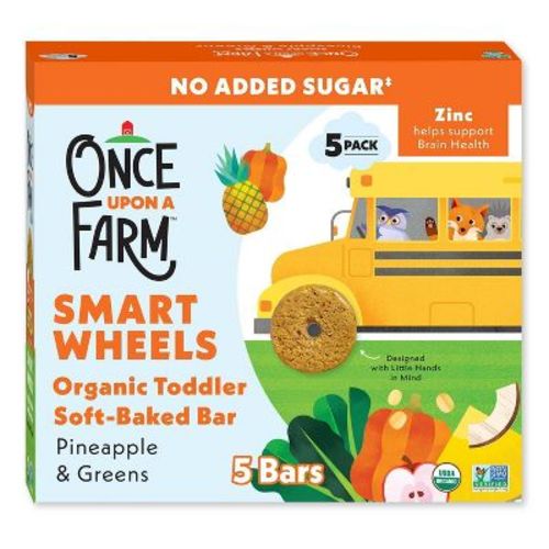 Once Upon a Farm Smart Wheels Bar – Pine-Apple & Greens - 3.35oz/5ct: Toddler Snack, Ready to Eat, Box