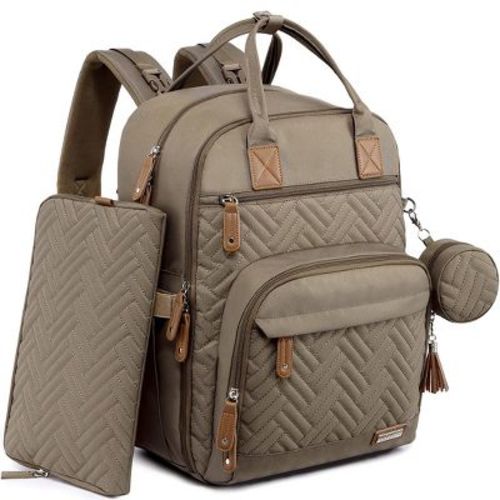 Iniuniu Large Diaper Backpack, Unisex 4-in-1 Baby Bag with Pouch, Changing Pad, Pacifier Case & Straps,