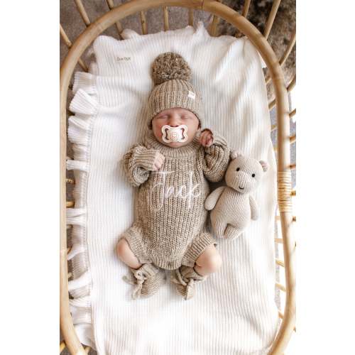 brown Baby Romper | Sweater Romper | Personalised Romper – TheGrayBearCompany