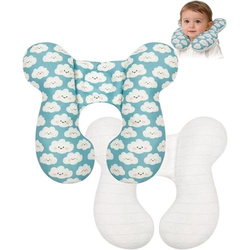KAKIBLIN Baby Travel Pillow, Baby Neck Pillow for Car Seat, U-Shaped Head and Neck Support for Stroller Pushchair, Soft Cooling Breathable Infant Head Pillow for Newborn Toddler