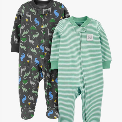 Simple Joys by Carter's baby-boys 2-way Zip Thermal Footed Sleep and Play, Pack of 2