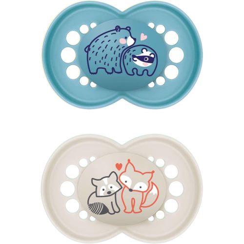 MAM Original Matte Baby Pacifier, Nipple Shape Helps Promote Healthy Oral Development, Sterilizer Case, 2 Pack, 6-16 Months, Boy,2 Count (Pack of 1)