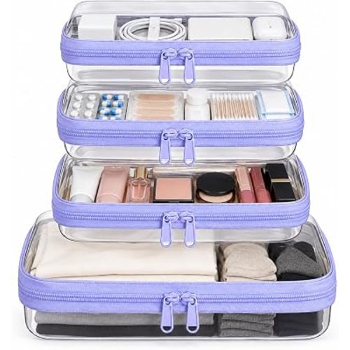 Clear Zipper Pouches Set - 4 Pack Travel Toiletry Bag Organizer