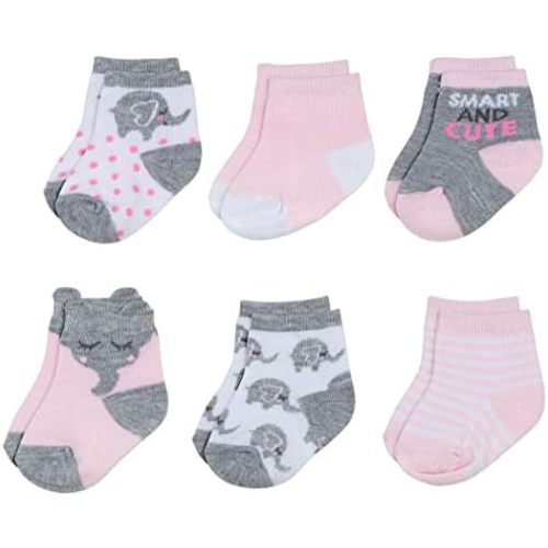 PEAK 2 PEAK Unisex Infant, Baby and Toddler 6-Pack assorted Ankle Socks - Designs and Colors