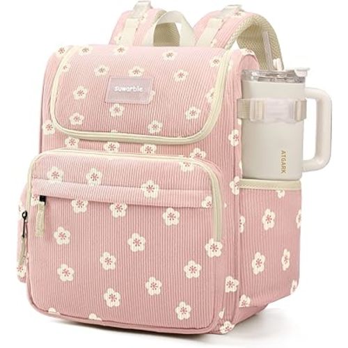Large Corduroy Toddler Diaper Bag Backpack, Baby Boy Girl Diaper Bag for Mom, Girls Baby Travel Bag with Stroller Straps, Secures Strap for 40oz Bottles
