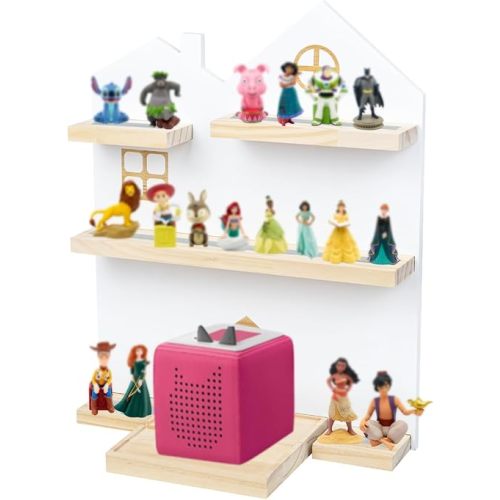 for Tonies Shelf, Magnetic Wall Storage for Toniebox, Charging Station and Tony Figures,Toniebox Storage for All Your Tony Accessories,Space Saving Design（House Style 3 Tier）