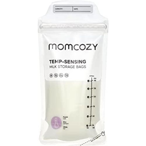 Momcozy Breastmilk Storing Bags, Temp-Sensing Discoloration Milk Storing Bags for Breastfeeding, Disposable Milk Storage Bag with 6 Ounce Self Standing, No-Leak Milk Freezer Storage Pouches, 120pcs