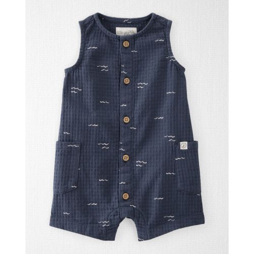 Baby Textured Organic Cotton Romper in Waves - Little Planet | Carter's