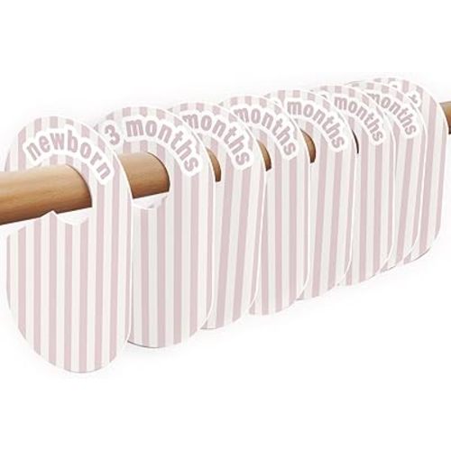 8 Pack Baby Closet Dividers – Pure Green Nursery Organizer for Baby Clothes 0-24 Months, Closet Size Markers, Baby Clothing Organizer for Nursery (pale pink)