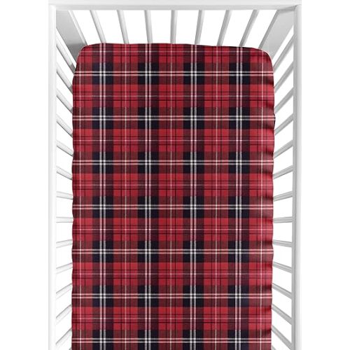 Sweet Jojo Designs Fitted Baby Crib Sheets (Green Gingham Plaid) for Boys or Girls, Infant Nursery, Toddler Room - Standard Size (Checkered, Classic, Tartan, Gender Neutral, Rustic, Modern, Woodland)