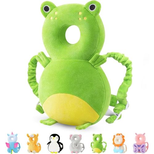 JunNeng Baby Head Protector Backpack, Toddler Walking Fall Head Protection, Green Frog