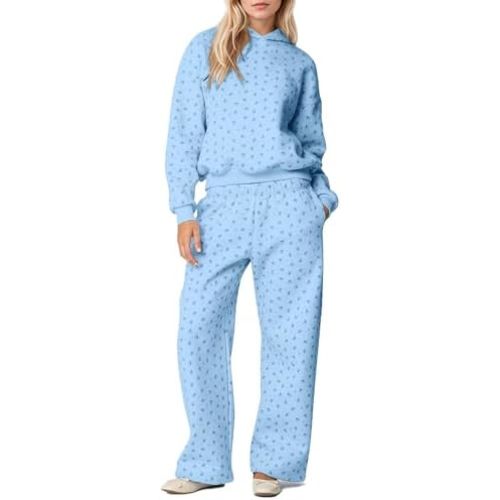 OLAPTA Women’s Ditsy Floral 2 Piece Hoodie Sweatpants Tracksuit