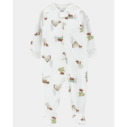 Baby Boy Barn Print Fleece Sleep & Play Pajamas - White - Carter's | Carter's