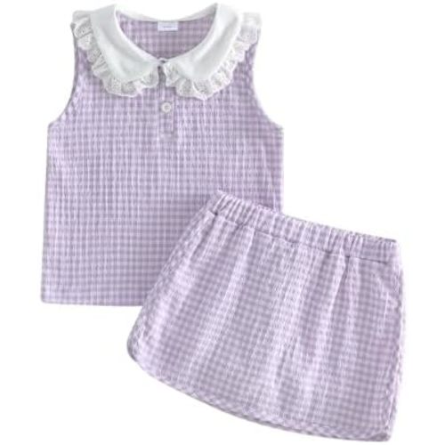 ZyHwShine Toddler Baby Girl Summer Clothes Cute Sleeveless Doll Collar Tank Tops Skirt Set Cute Kids Outfit 12 18 24 Month