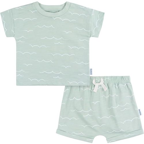 Gerber Baby Boys T-Shirt and Shorts Set, Waves, 3-6 Months