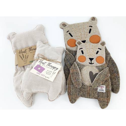 Harris Tweed Lavender Sensory Wool Bear: Microwaveable Heat Pack