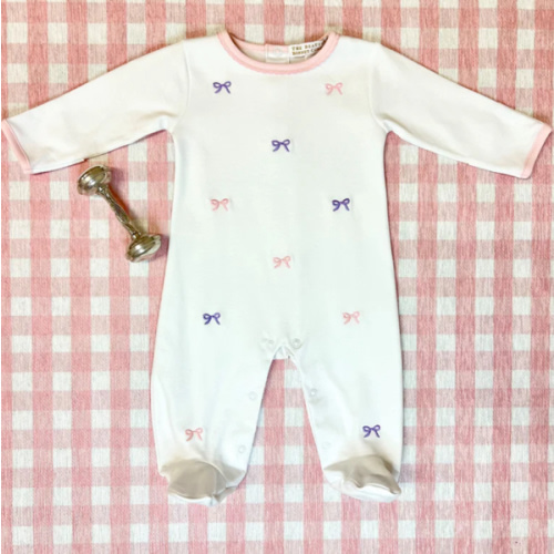 Rock Me Romper - Worth Avenue White with Bow Embroidery