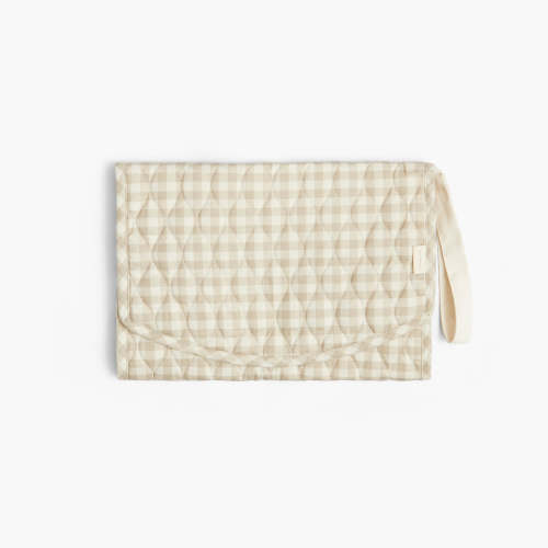 Portable Changing Pad in Beige Gingham | Over The Moon