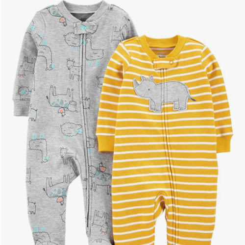 Simple Joys by Carter's baby-boys 2-way Zip Thermal Footed Sleep and Play, Pack of 2