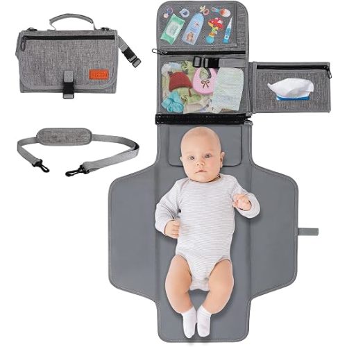 Portable Diaper Changing Pad Waterproof Travel Baby Changer Gray