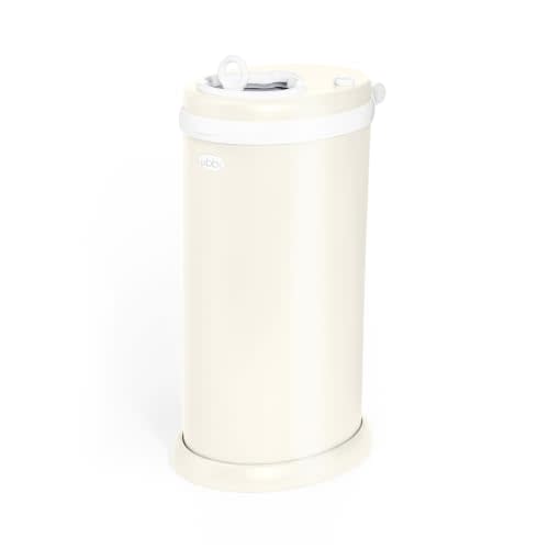 Ubbi Stainless Steel Diaper Pail, No Special Bags, Odor-Locking, Ivory | Award-Winning Registry Must-Have, Childproof Safety Lid with Lock, Holds Up To 55 Newborn Diapers, Modern Nursery Essential
