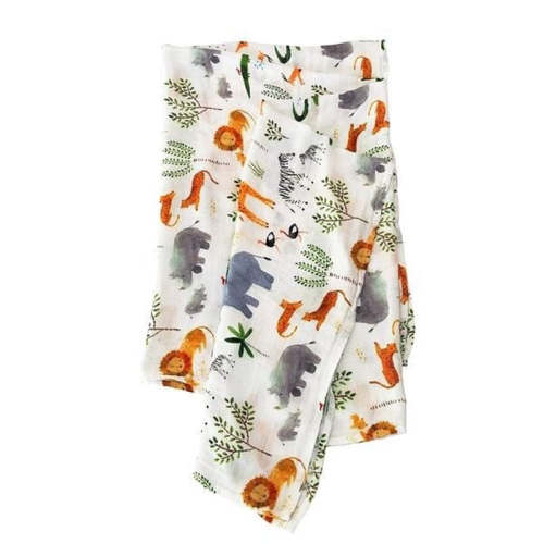 Safari Jungle Muslin Swaddle | Indigo