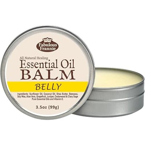 Fabulous Frannie Belly All Natural Essential Oil Healing Balm made with Sunflower Oil, Coconut Oil, Shea Butter, Beeswax, Soy Wax, Aloe Vera and Pure Essential Oils 3.5oz Tin