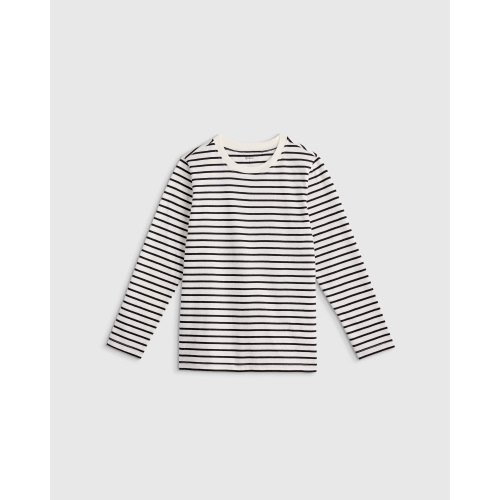 100% Organic Cotton Jersey Long Sleeve Tee  in Black/White Stripe