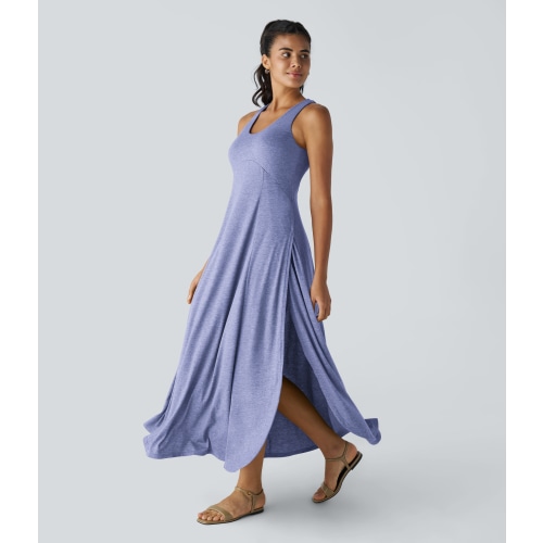 U Neck Flowy Maxi Casual Tank Dress
