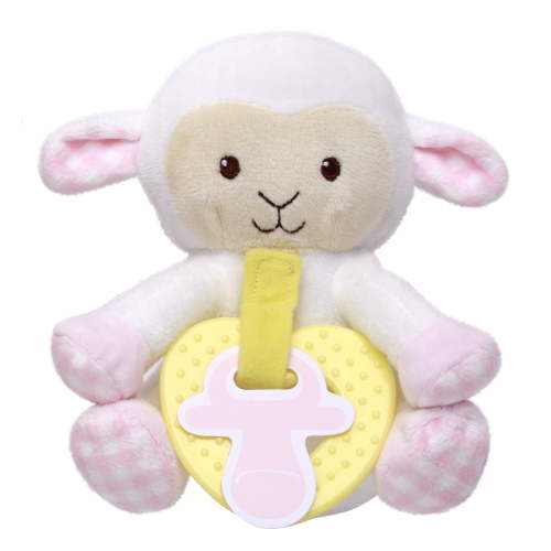 Magic Years 5 inch Light-up Musical Lamb Paci-Buddy Activity Toy with Teether for Baby