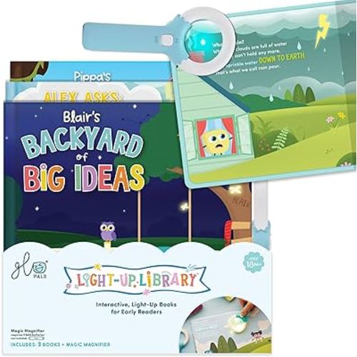 Glo Pals Light-Up Library - Light-Up Kids Books 3-Pack with 1 Magic Magnifier - Interactive Children's Books Alex, Blair & Pippa Stories - Book Sets for Kids Light-Up Learning - Early Reader Books