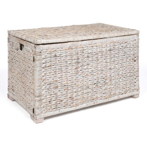 happimess 3.28 -cu ft White Wash Wood Storage Trunk